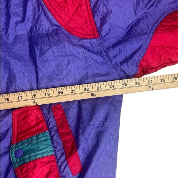 American High Y2K Women Medium Purple Red Nylon Retro Bomber 90s Jacket READ - Picture 6 of 12